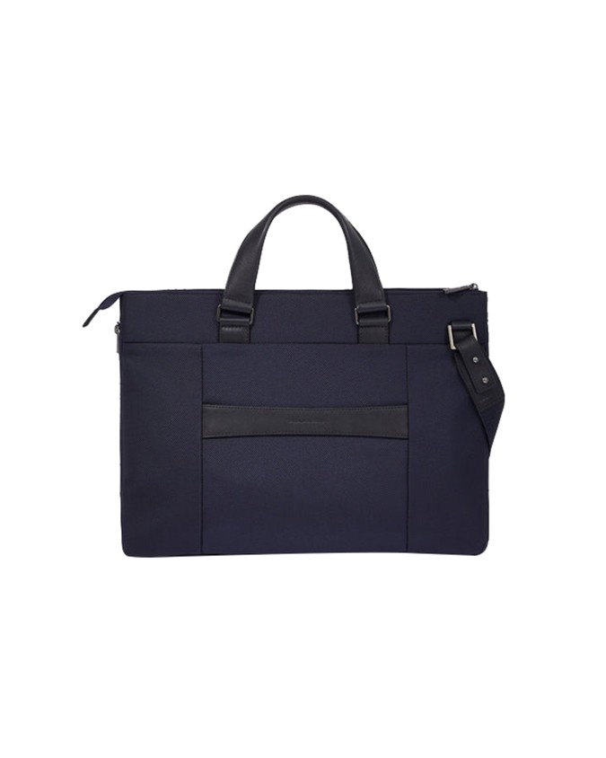  Piquadro - Cartella porta pc 15.6'' slim in pelle e tessuto
