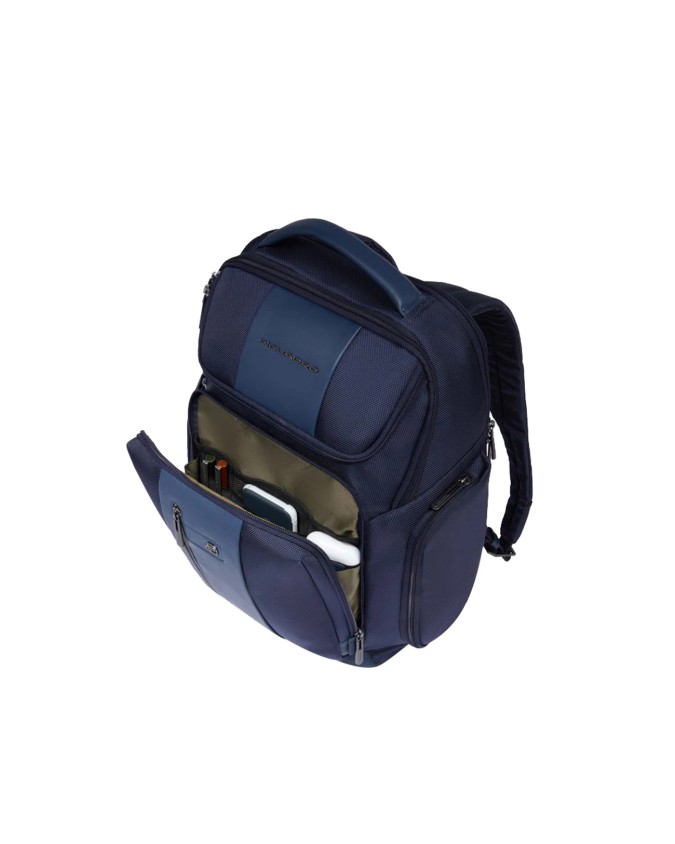 Piquadro - Zaino in pelle e tessuto porta pc 15.6'' Brief