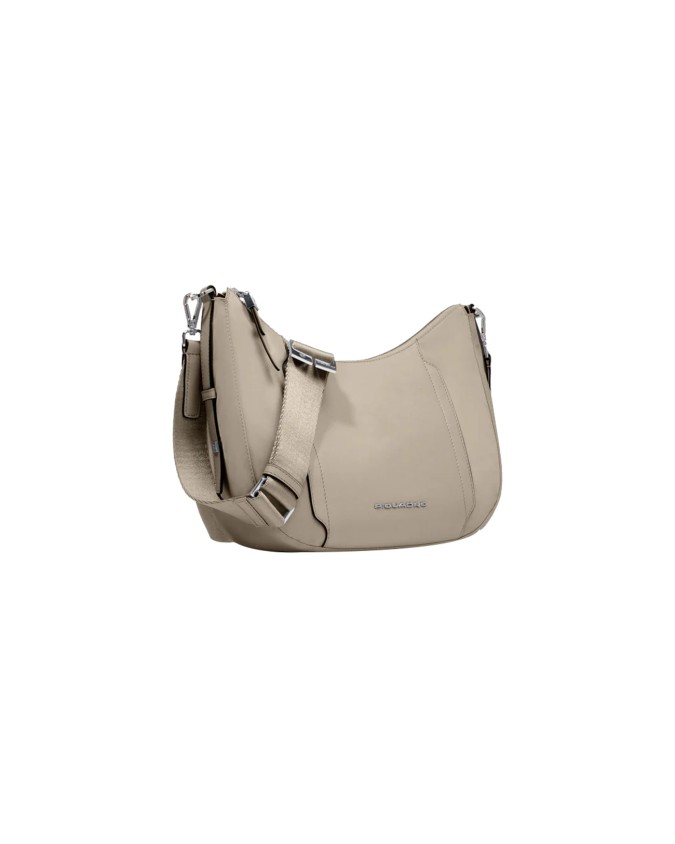 Piquadro - Damen-Umhängetasche aus Leder und recyceltem Stoff