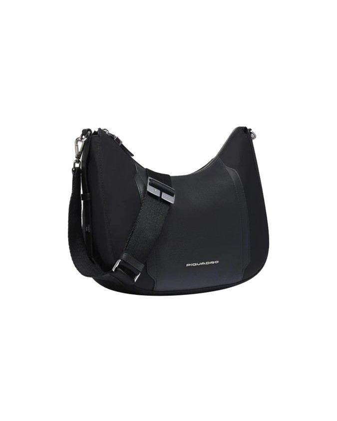 Piquadro - Damen-Umhängetasche aus Leder und recyceltem Stoff