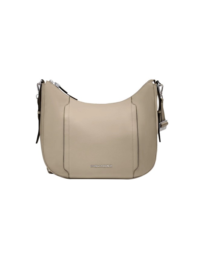 Piquadro - Damen-Umhängetasche aus Leder und recyceltem Stoff