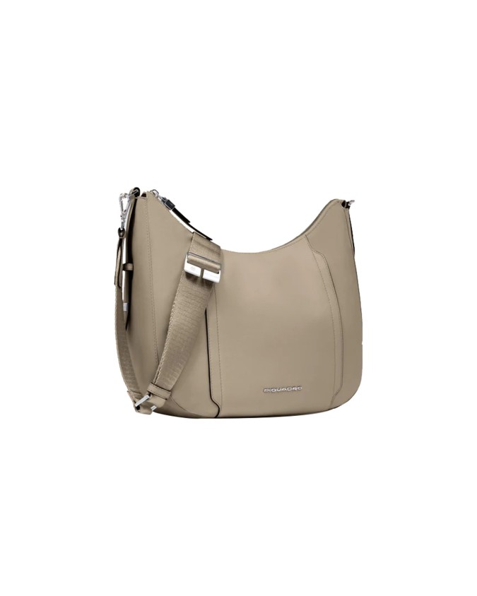 Piquadro - Damen-Umhängetasche aus Leder und recyceltem Stoff