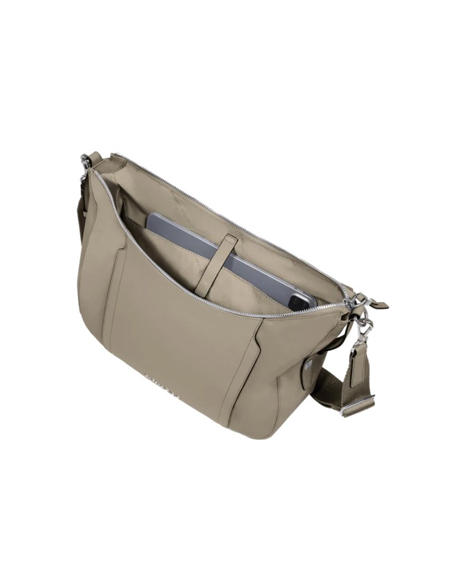 Piquadro - Damen-Umhängetasche aus Leder und recyceltem Stoff