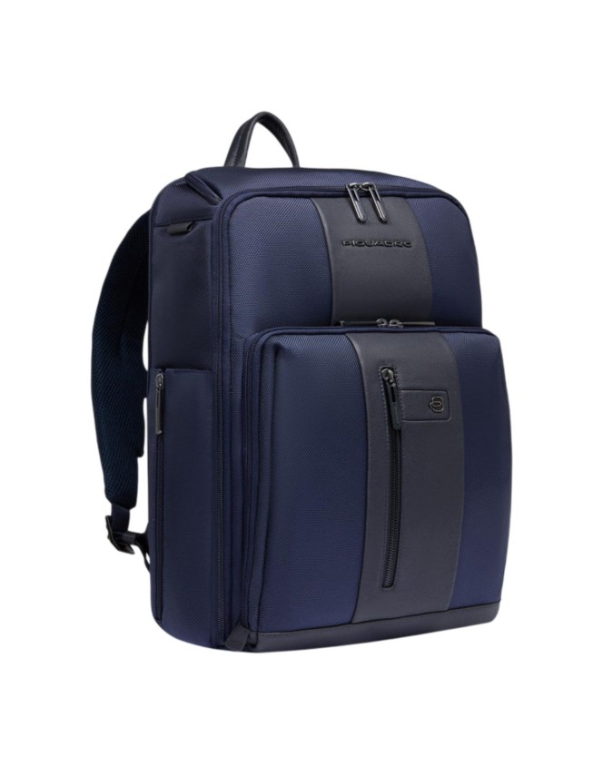  Piquadro - Zaino da viaggio porta pc 15,6" in pelle e tessuto