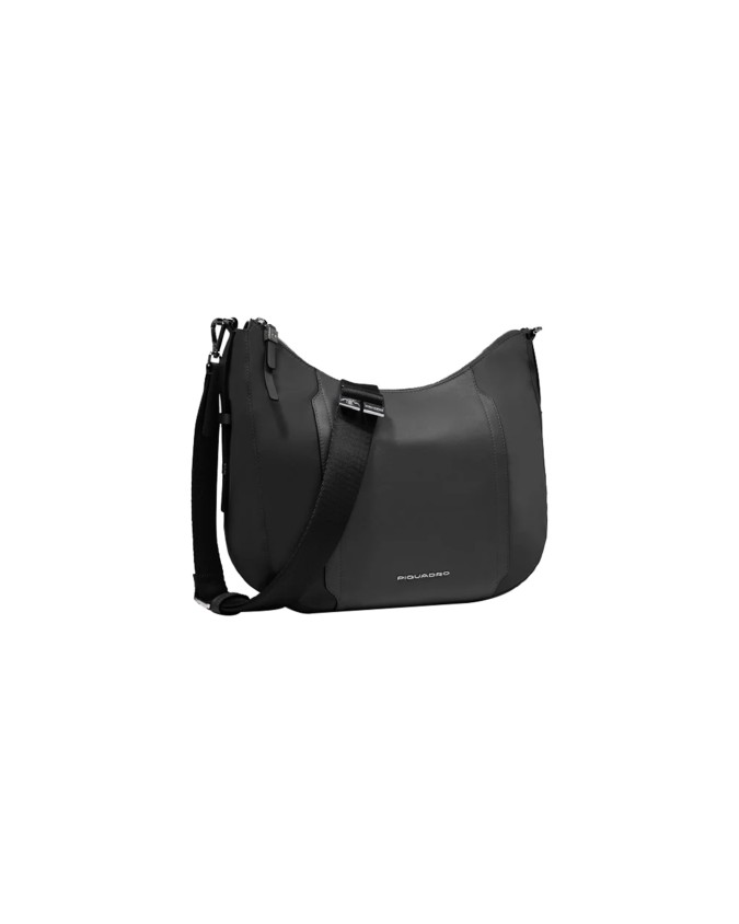 Piquadro - Damen-Umhängetasche aus Leder und recyceltem Stoff
