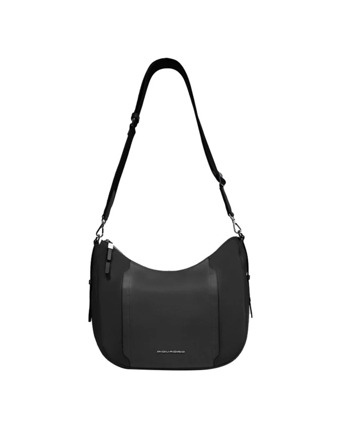 Piquadro - Damen-Umhängetasche aus Leder und recyceltem Stoff