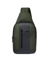  Piquadro - Monospalla in pelle e tessuto riciclato Brief 2