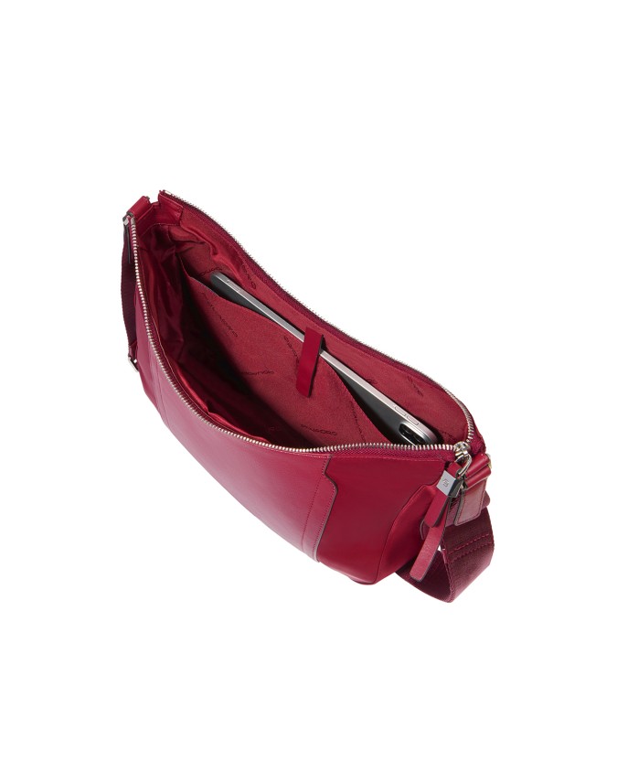 Piquadro - Damen-Umhängetasche aus Leder und recyceltem Stoff
