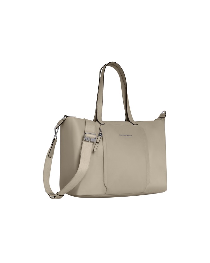  Piquadro - Borsa donna porta pc 15,6" in pelle e tessuto