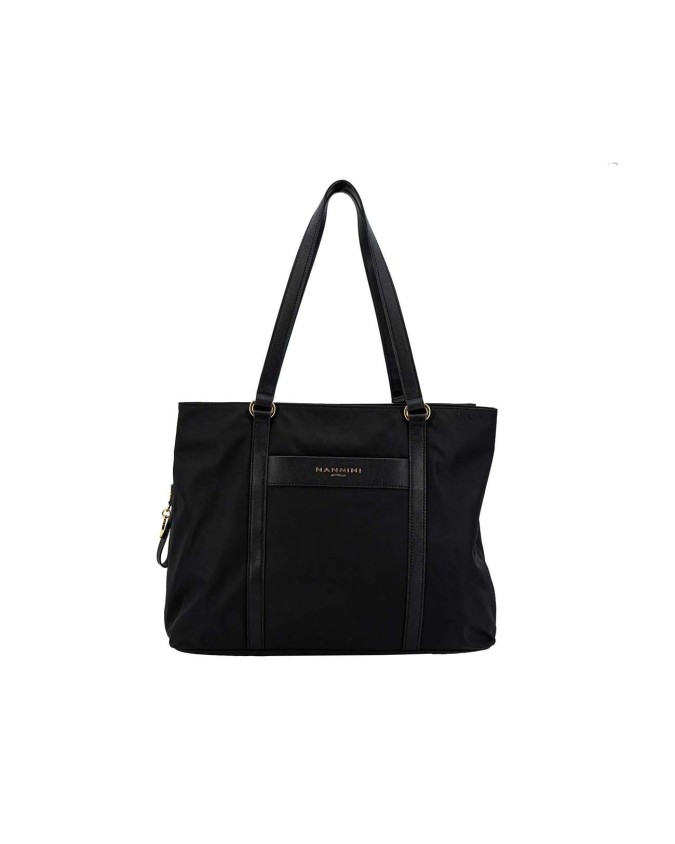 Nannini - Borsa a spalla shopping con doppio manico in nylon e pelle Liberty
