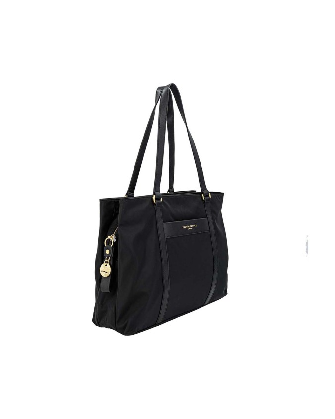 Nannini - Borsa a spalla shopping con doppio manico in nylon e pelle Liberty