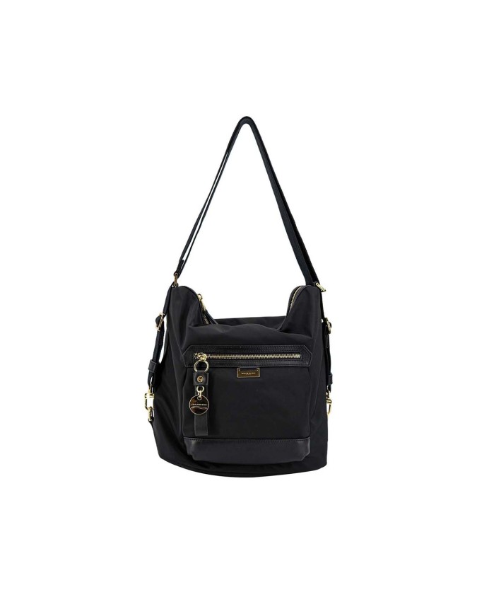 Nannini - Borsa a spalla trasformabile in zaino in nylon e pelle Liberty