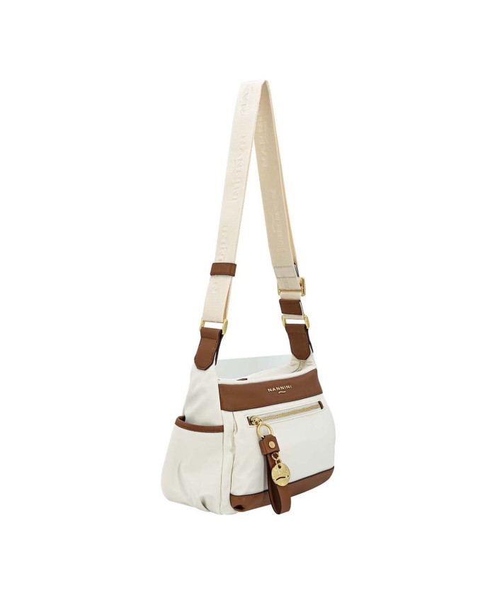 Nannini – Borsa piccola a tracolla con tasche laterali in nylon e pelle Liberty