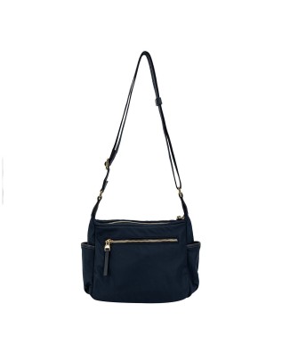 Nannini – Borsa piccola a tracolla con tasche laterali in nylon e pelle Liberty 2