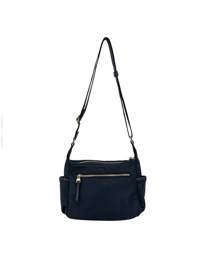Nannini – Borsa piccola a tracolla con tasche laterali in nylon e pelle Liberty