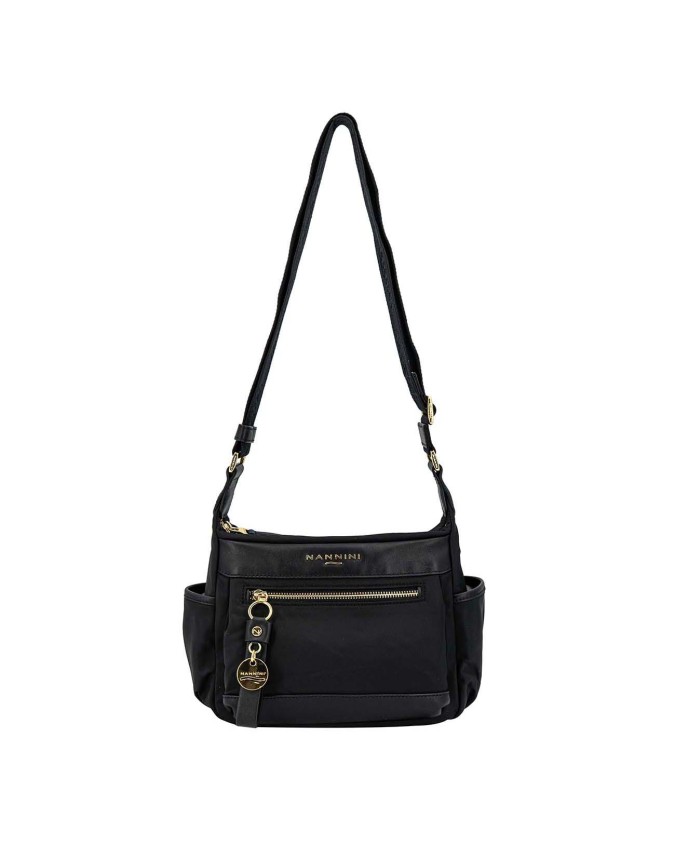 Nannini – Borsa piccola a tracolla con tasche laterali in nylon e pelle Liberty