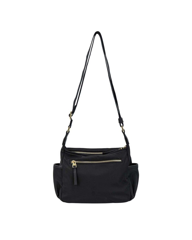 Nannini – Borsa piccola a tracolla con tasche laterali in nylon e pelle Liberty