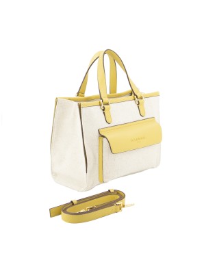  Nannini – Borsa a mano grande in tessuto canvas e pelle Marica 2