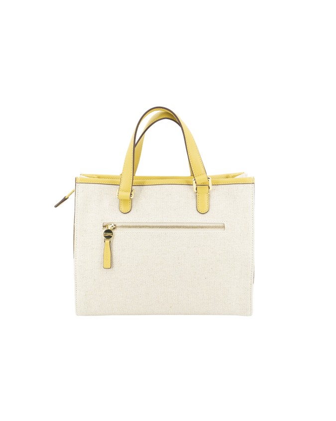  Nannini – Borsa a mano grande in tessuto canvas e pelle Marica