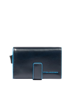 Piquadro - Porta carte di credito compatto in pelle Blue Square