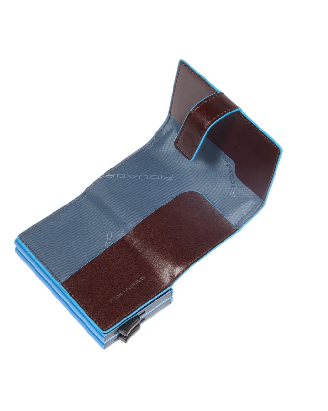  Piquadro - Porta carte di credito compatto in pelle Blue Square