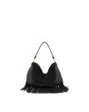 Gabs - Multi-Color Leather Shoulder Bag, Size M, Split Leather with Gold Fringe