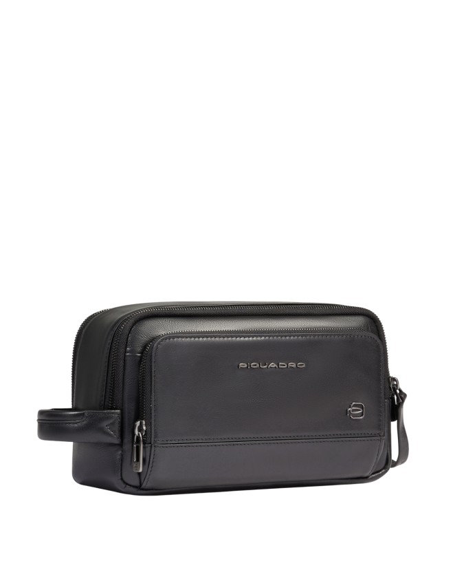  Piquadro - Beauty case in pelle con doppia zip
