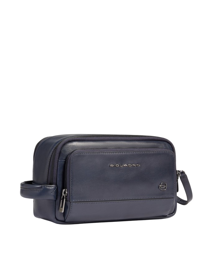  Piquadro - Beauty case in pelle con doppia zip