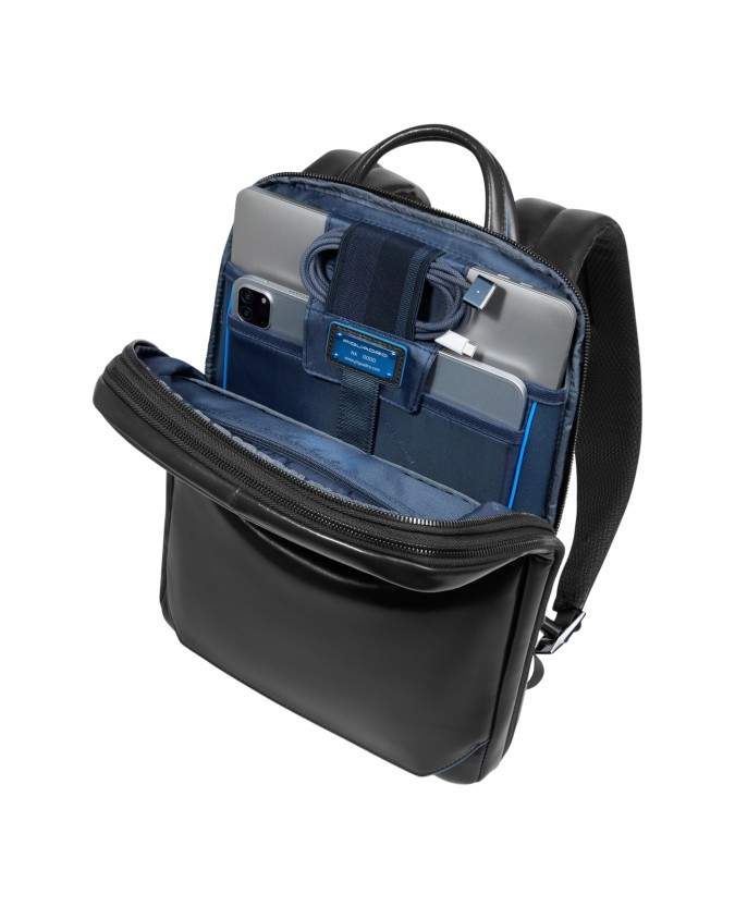  Piquadro - Zaino uomo in pelle porta pc 14'' 1 comparto Blue
