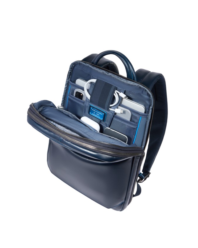  Piquadro - Zaino uomo in pelle porta pc 14'' 1 comparto Blue