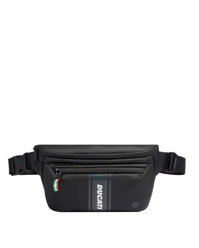  Piquadro - Marsupio uomo in tessuto gommato con tasca esterna