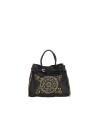  Campomaggi – Borsa shopping grande in pelle con strass a fiori