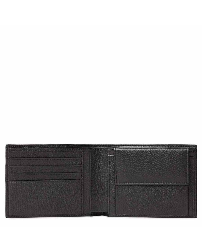 PIQUADRO - Portafoglio Uomo in Pelle con Porta monete - Nero - Linea Modus