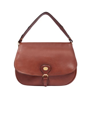  The Bridge - Borsa a spalla in pelle grande con patta frontale