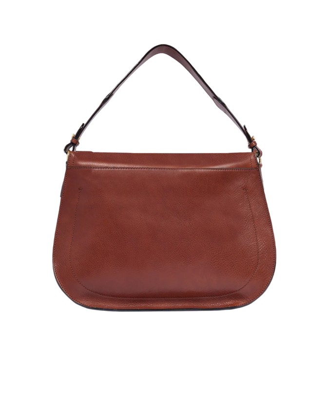  The Bridge - Borsa a spalla in pelle grande con patta frontale