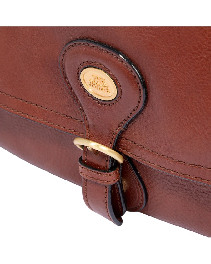  The Bridge - Borsa a spalla in pelle grande con patta frontale