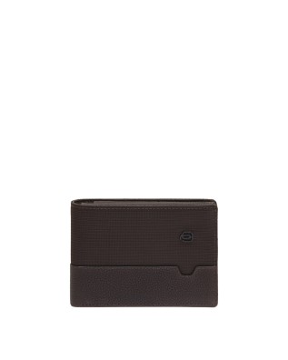 Piquadro - Men's leather and fabric wallet with RFID...