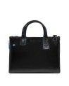 Piquadro - 14'' Leather Laptop Bag with Shoulder Strap by Blue Square