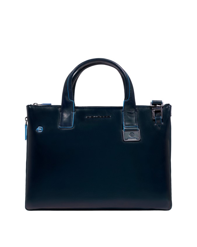  Piquadro - Cartella porta pc 14'' in pelle con tracolla Blue