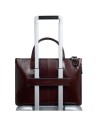 Piquadro - 14'' Leather Laptop Bag with Shoulder Strap by Blue Square