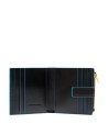  Piquadro - Portacarte donna con portamonete in pelle Blue