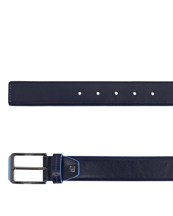  Piquadro - Cintura uomo in pelle con fibbia ad ardiglione Blue