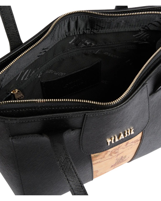 Alviero Martini Prima Classe - Borsa shopping media in tessuto saffiano Bloom City