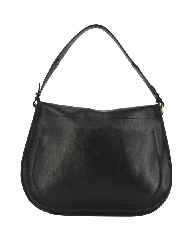  The Bridge - Borsa a spalla in pelle grande con patta frontale
