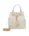 Alviero Martini Prima Classe – Beuteltasche mit Kordelzug aus Geo White-Stoff