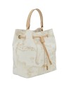 Alviero Martini Prima Classe – Beuteltasche mit Kordelzug aus Geo White-Stoff