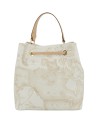 Alviero Martini Prima Classe – Beuteltasche mit Kordelzug aus Geo White-Stoff