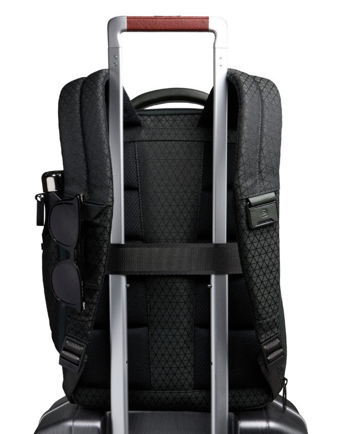  Piquadro - Zaino da Viaggio Modulare in Pelle e Tessuto Porta