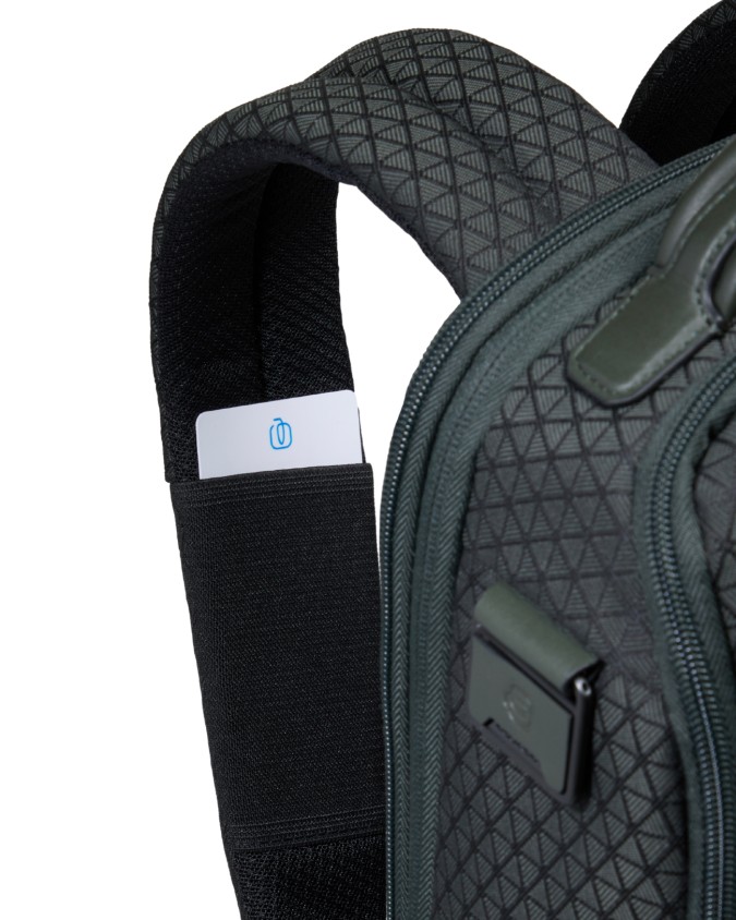  Piquadro - Zaino da Viaggio Modulare in Pelle e Tessuto Porta