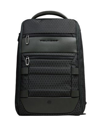  Piquadro - Zaino da Viaggio Modulare in Pelle e Tessuto Porta